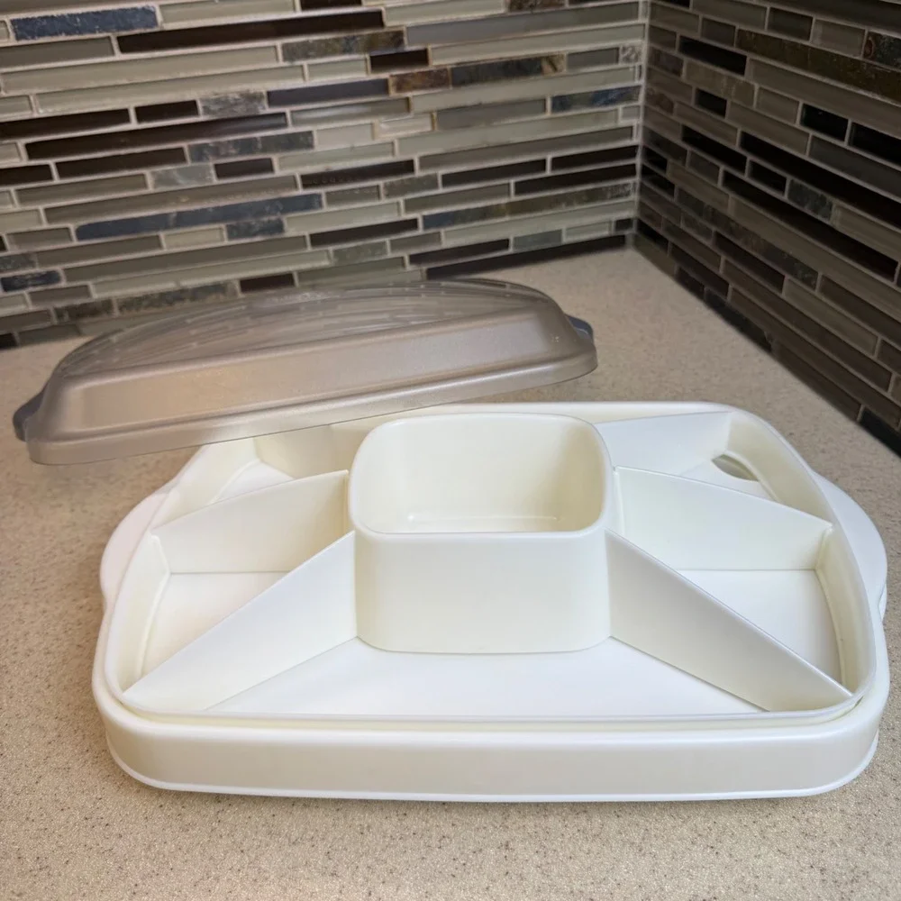 Pampered Chef Chillzanne Rectangle Server 2781 Egg Tray/ Veggie Platter Complete